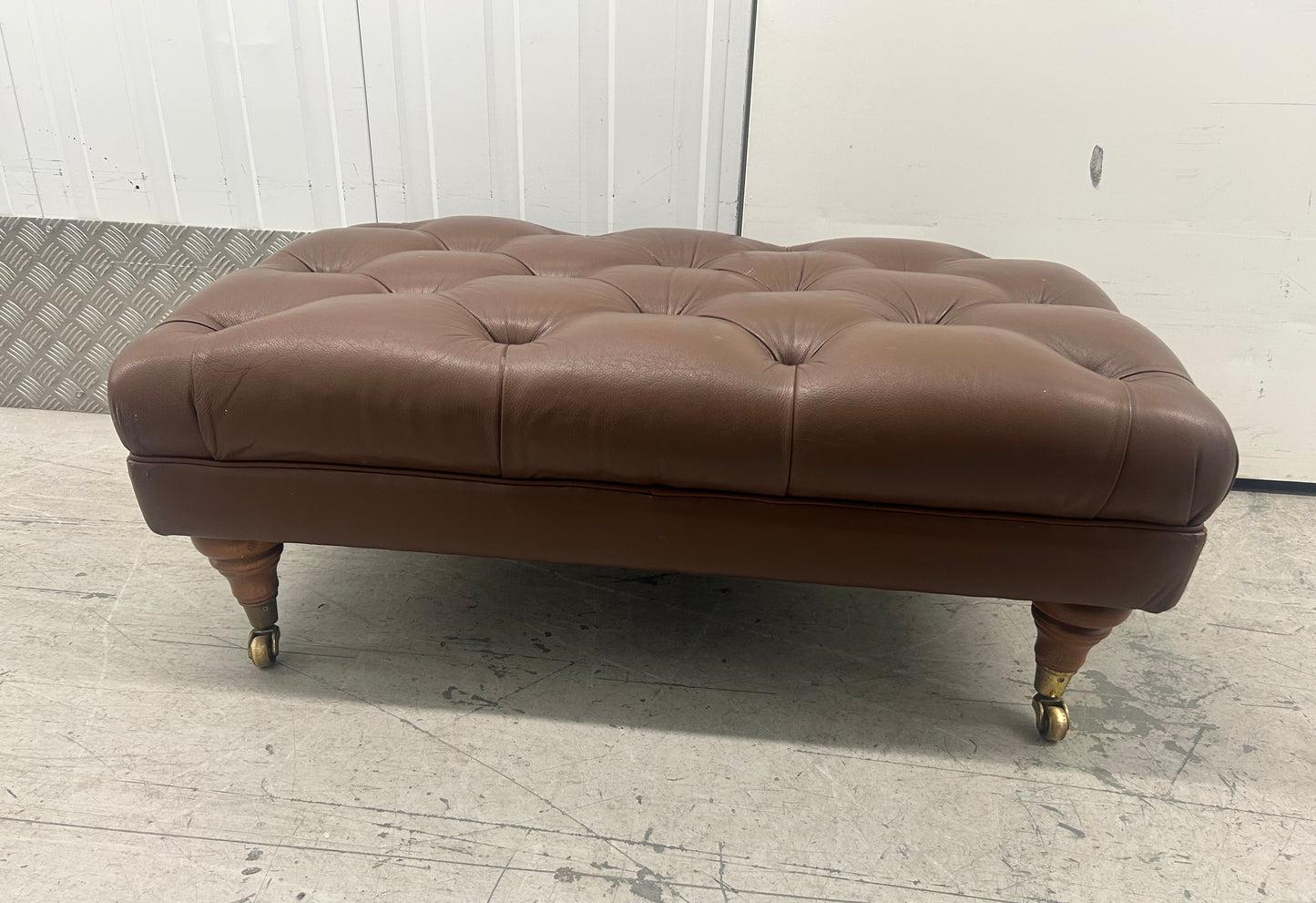 Marks & Spencer Brown Leather Howard Style Armchair & Footstool Pre-Loved