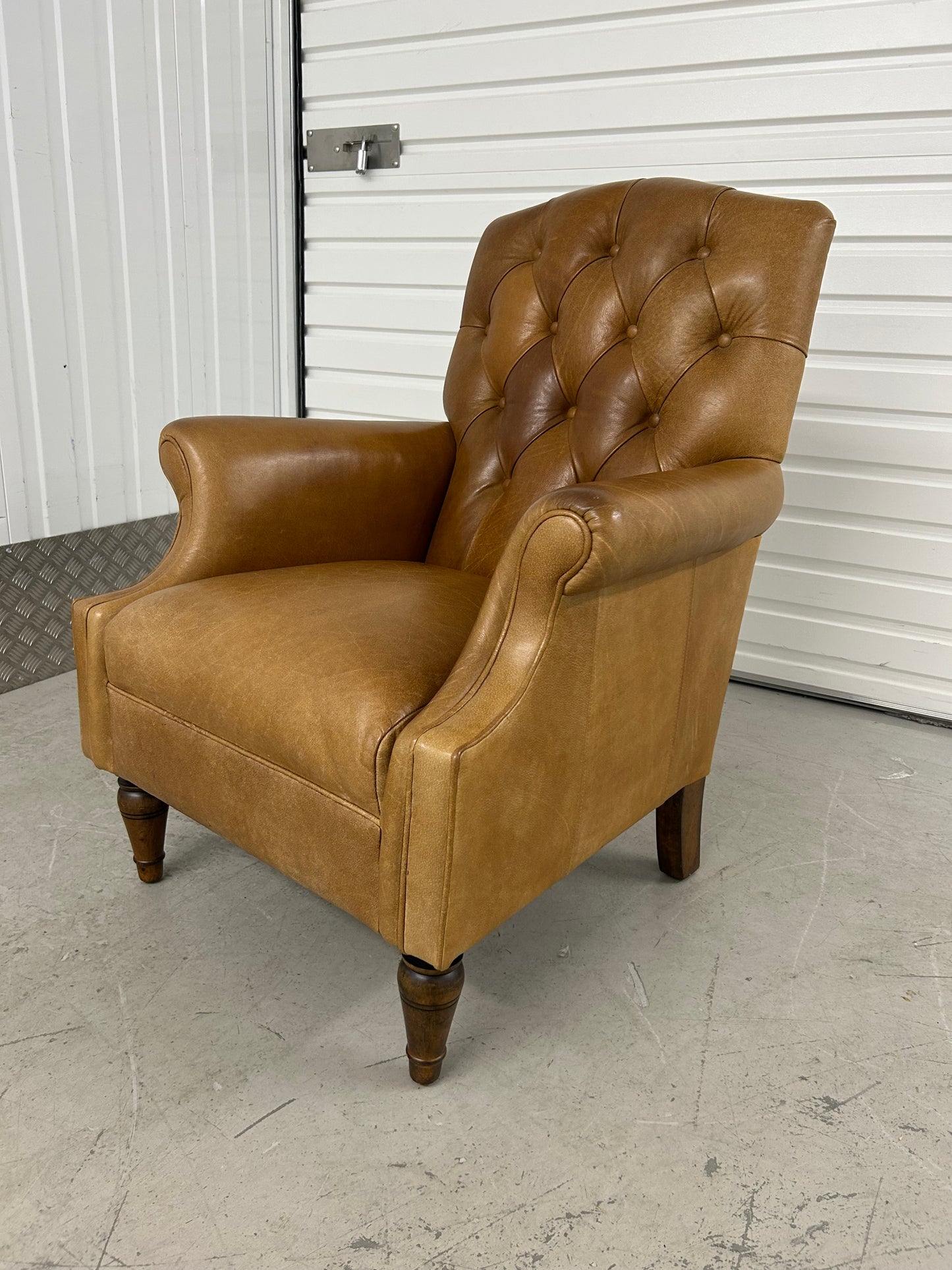 Laura Ashley Lancaster Tan Leather Armchair Pre-Loved