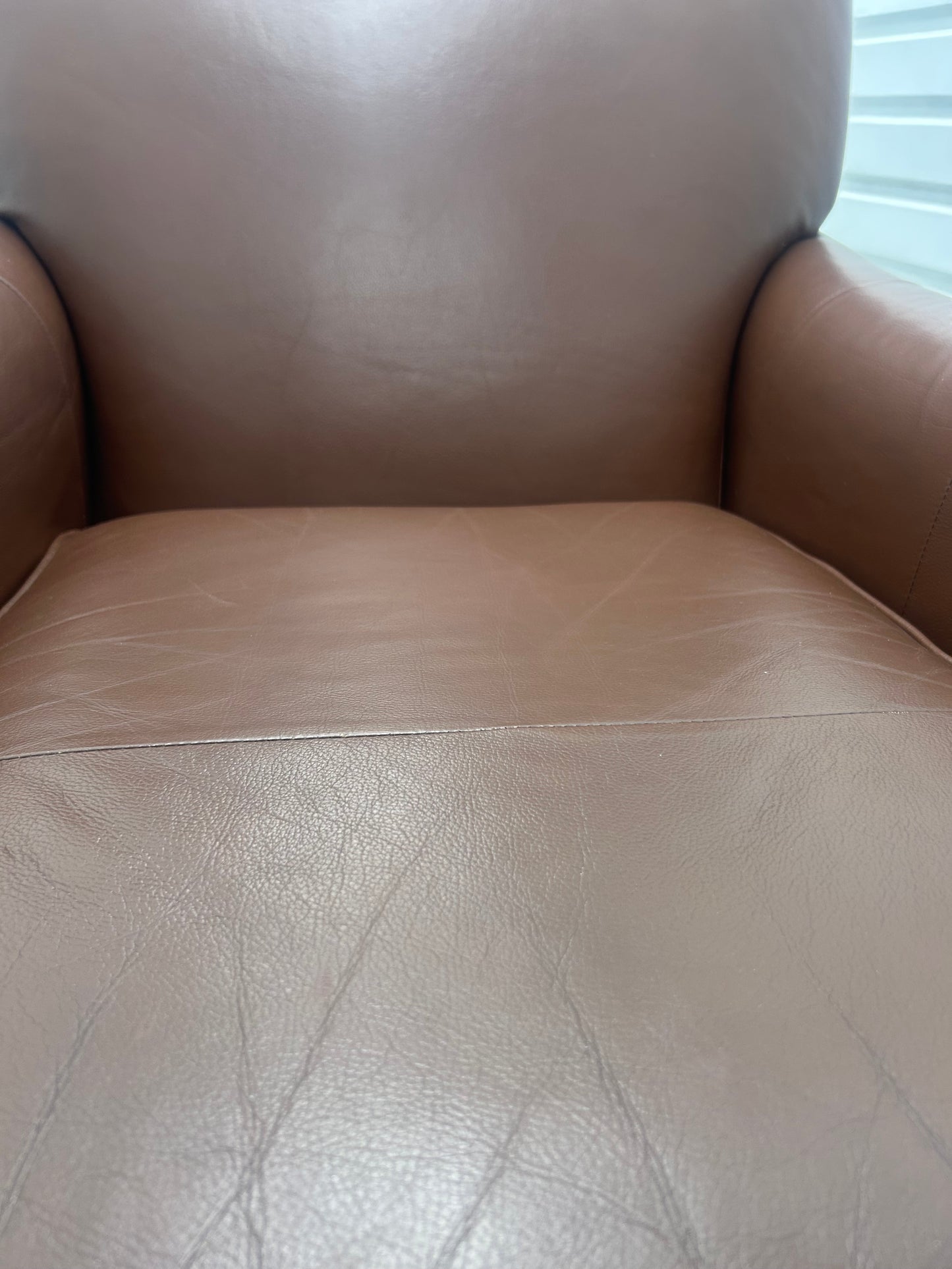 Marks & Spencer Brown Leather Howard Style Armchair & Footstool Pre-Loved