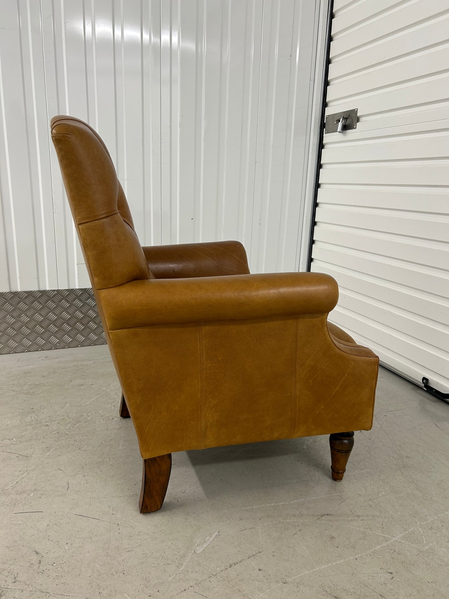 Laura Ashley Lancaster Tan Leather Armchair Pre-Loved