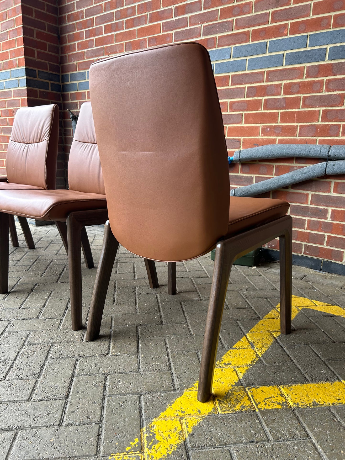 Set of 4 Ekornes Stressless Mint Low Back D100 Copper Paloma Leather Dining Chairs NEW