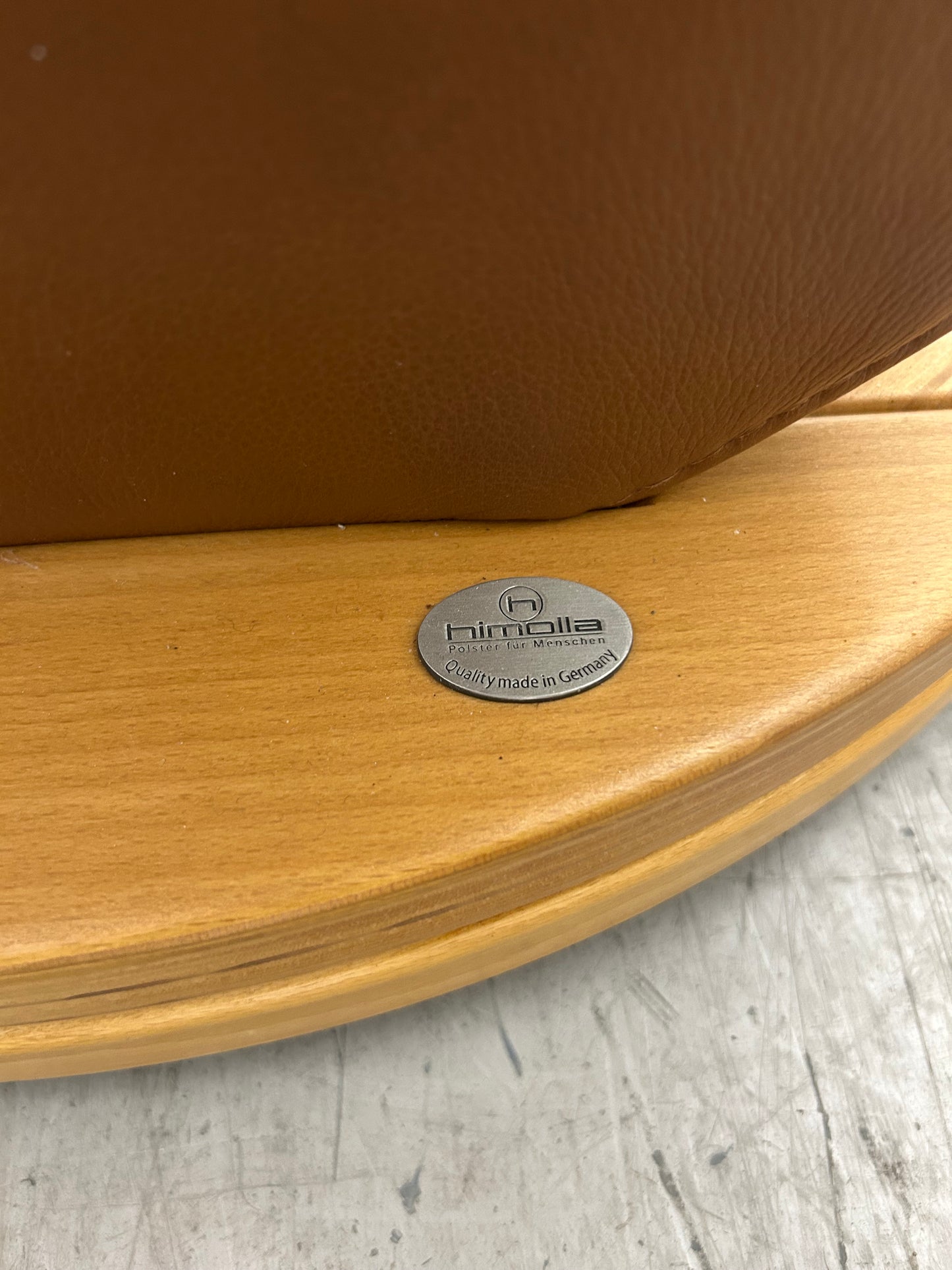Himolla Mosel Midi Cognac Leather Recline & Swivel Chair Integrated Footrest Pre-Loved