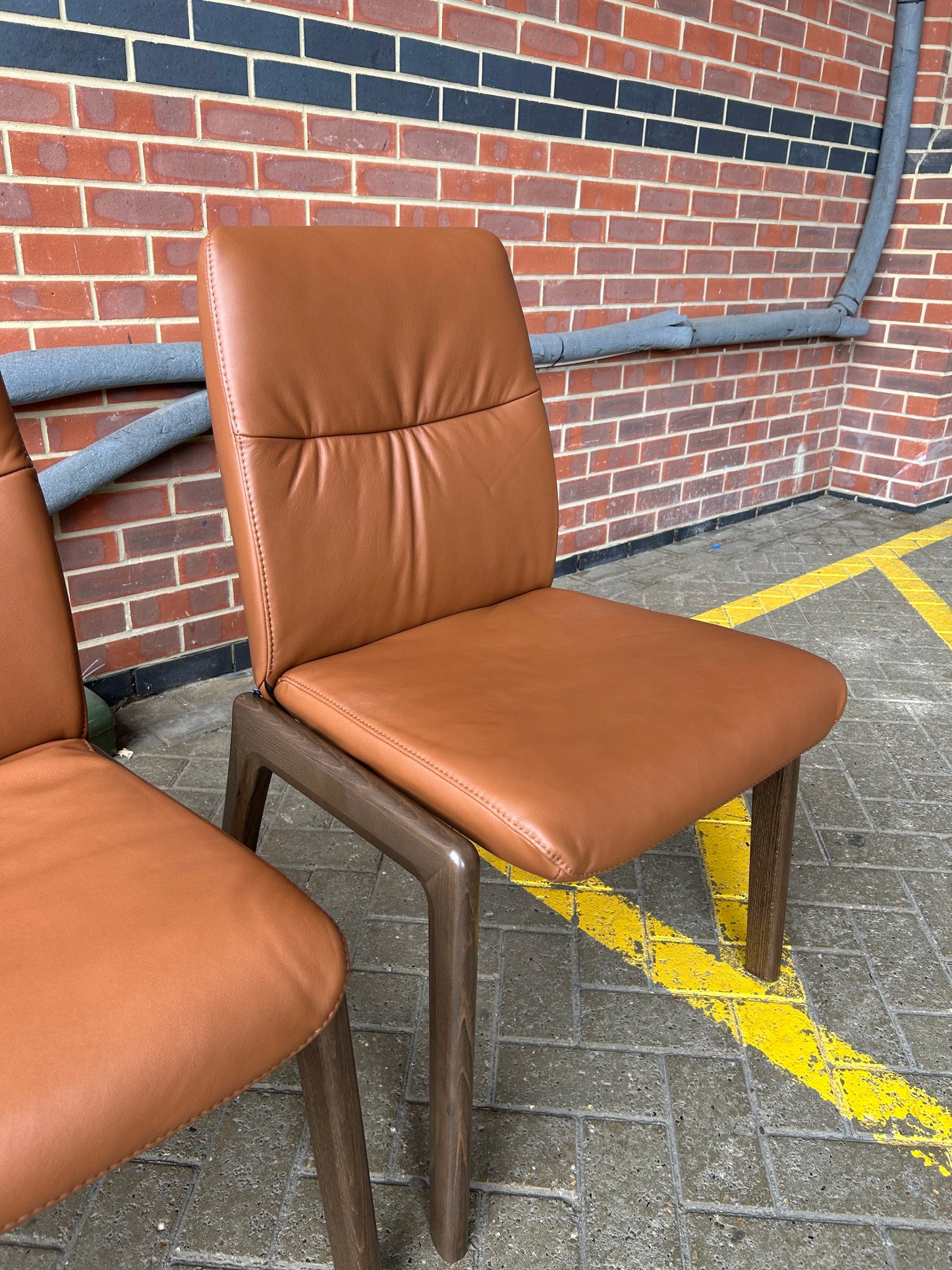 Set of 4 Ekornes Stressless Mint Low Back D100 Copper Paloma Leather Dining Chairs NEW