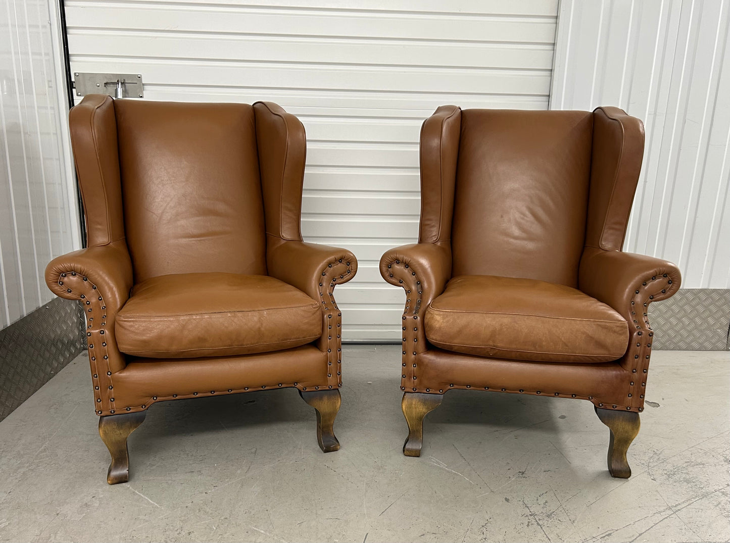 John Lewis Compton Leather Armchairs Pair Pre-Loved