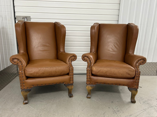 John Lewis Compton Leather Armchairs Pair Pre-Loved