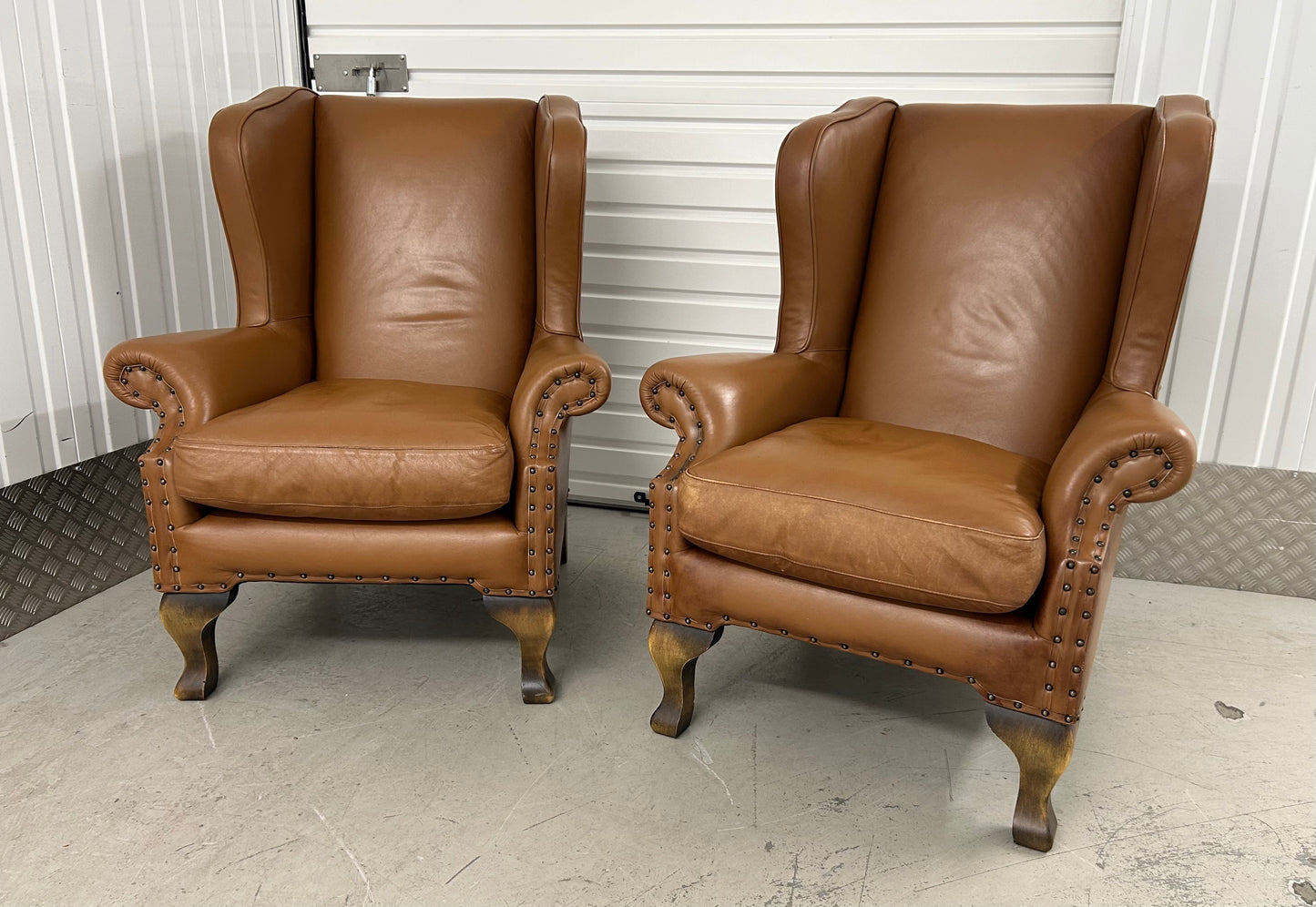 John Lewis Compton Leather Armchairs Pair Pre-Loved