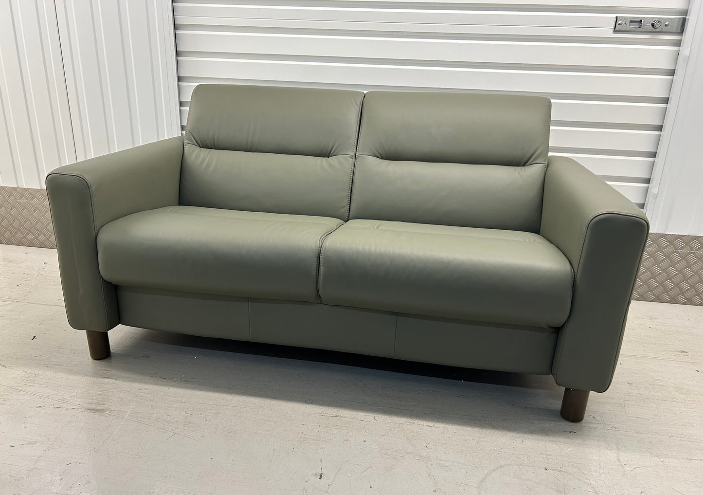 Ekornes Stressless Fiona Shadow Green Paloma Leather 2 Seater Sofa New (Ex Display)