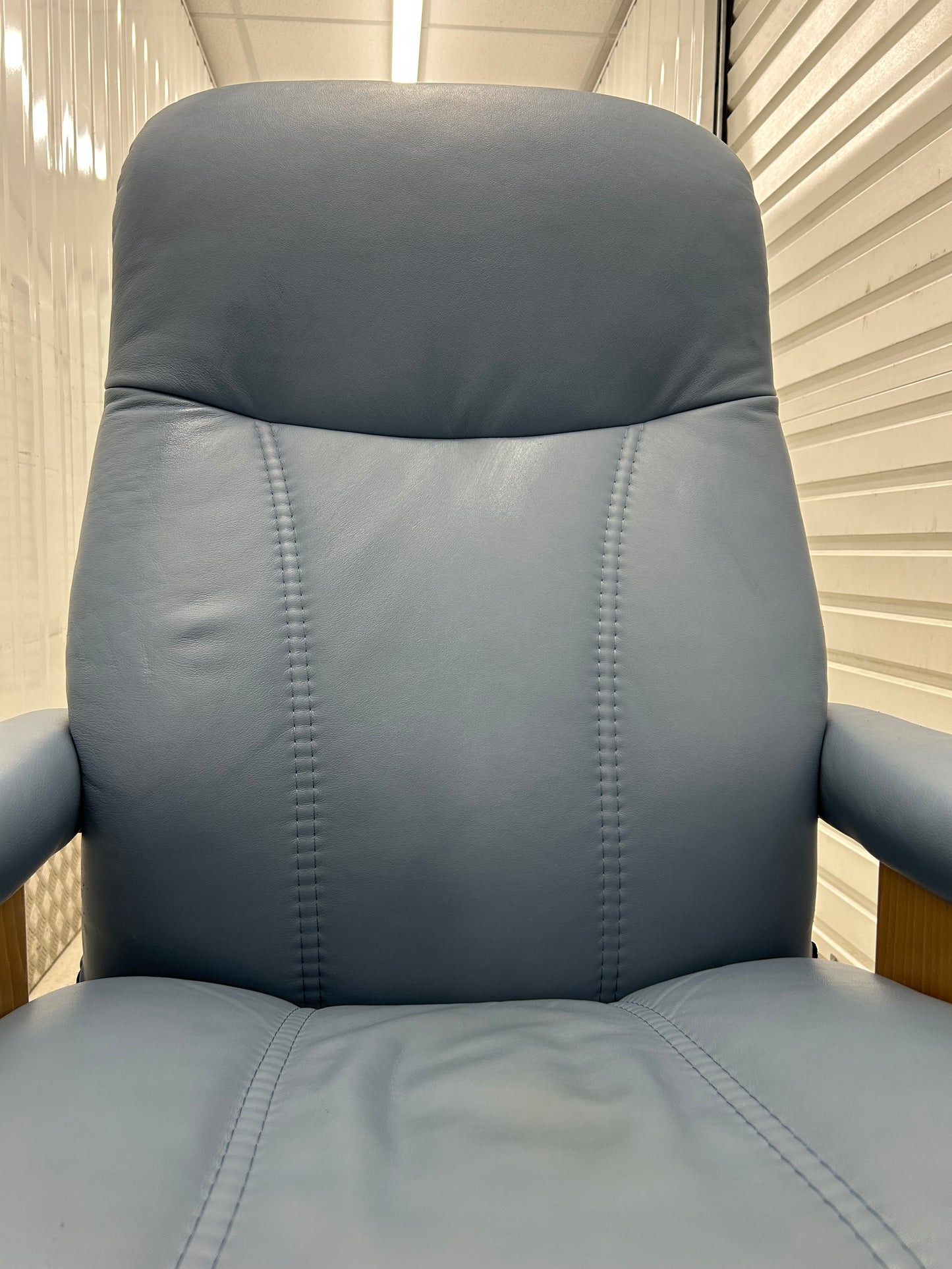 Ekornes Stressless Consul Recliner Sparrow Blue Leather Office Desk Chair Pre-Loved