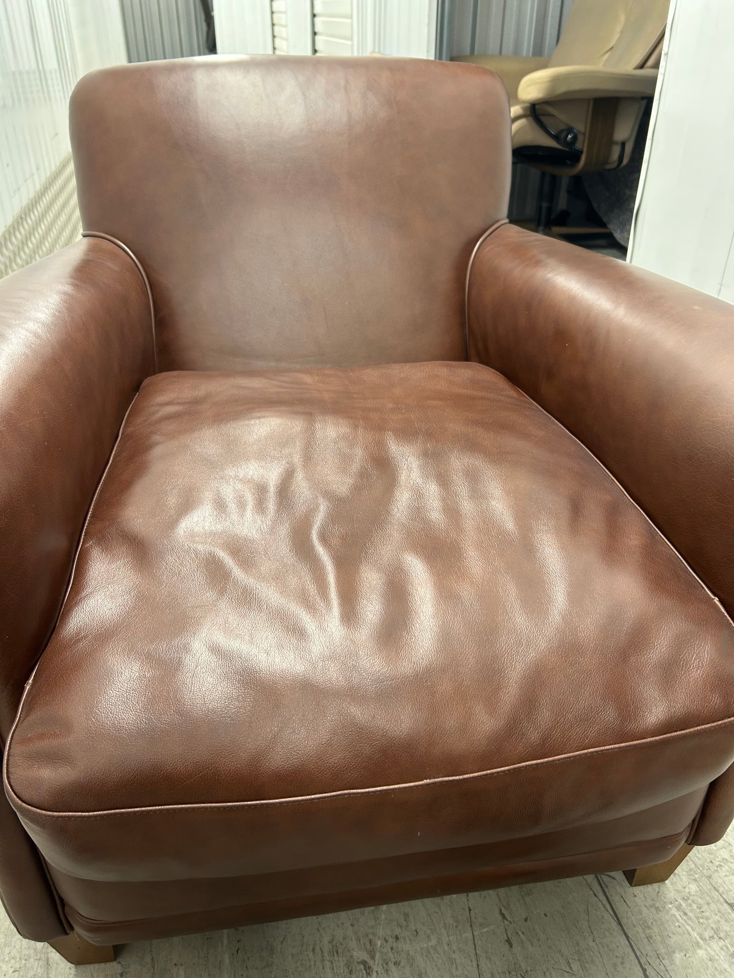 Laura Ashley Burlington Brown Leather Armchair Pre-Loved