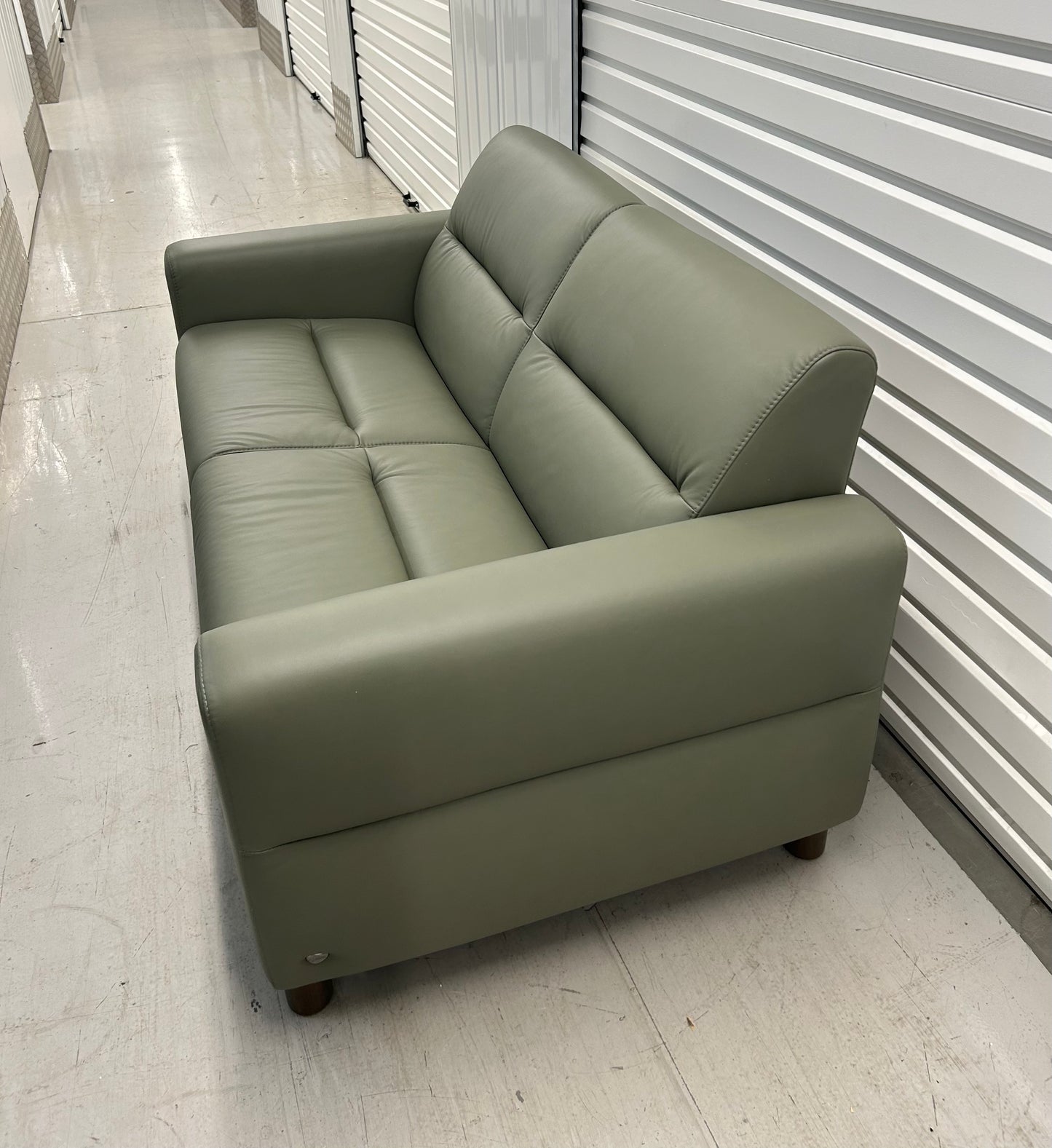Ekornes Stressless Fiona Shadow Green Paloma Leather 2 Seater Sofa New (Ex Display)