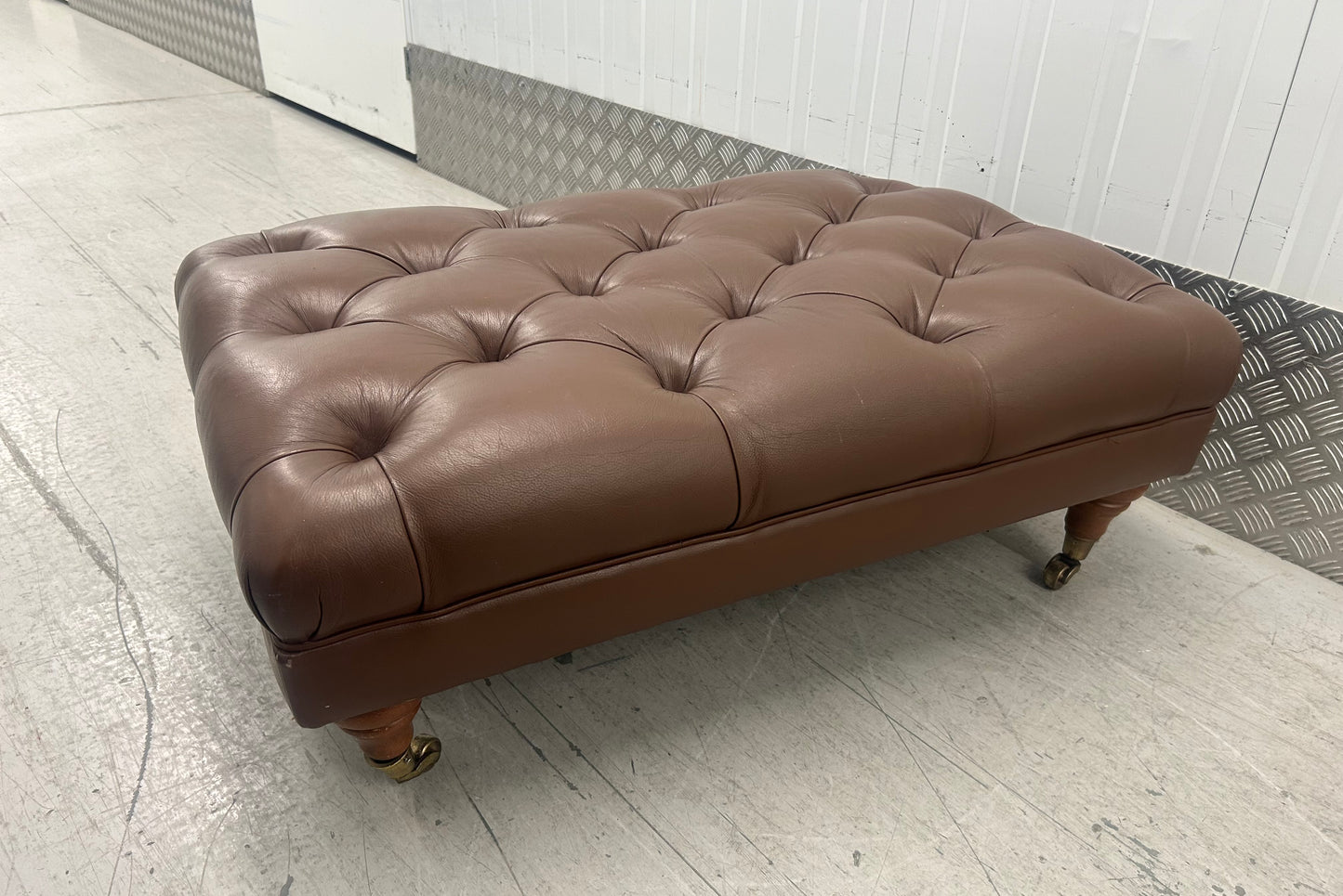Marks & Spencer Brown Leather Howard Style Armchair & Footstool Pre-Loved
