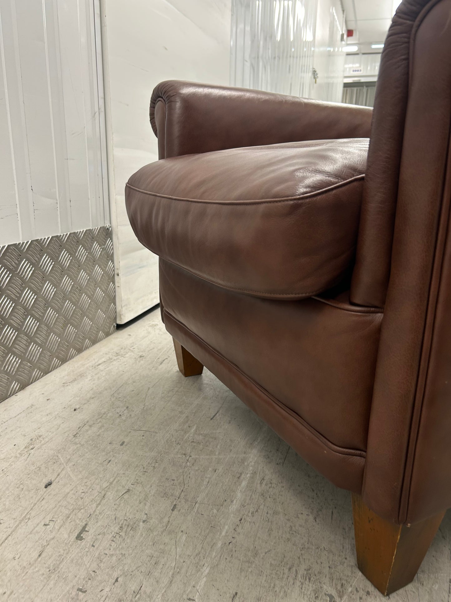Laura Ashley Burlington Brown Leather Armchair Pre-Loved