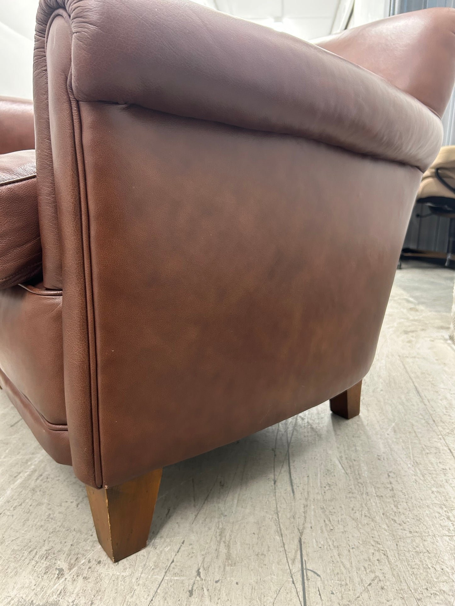Laura Ashley Burlington Brown Leather Armchair Pre-Loved