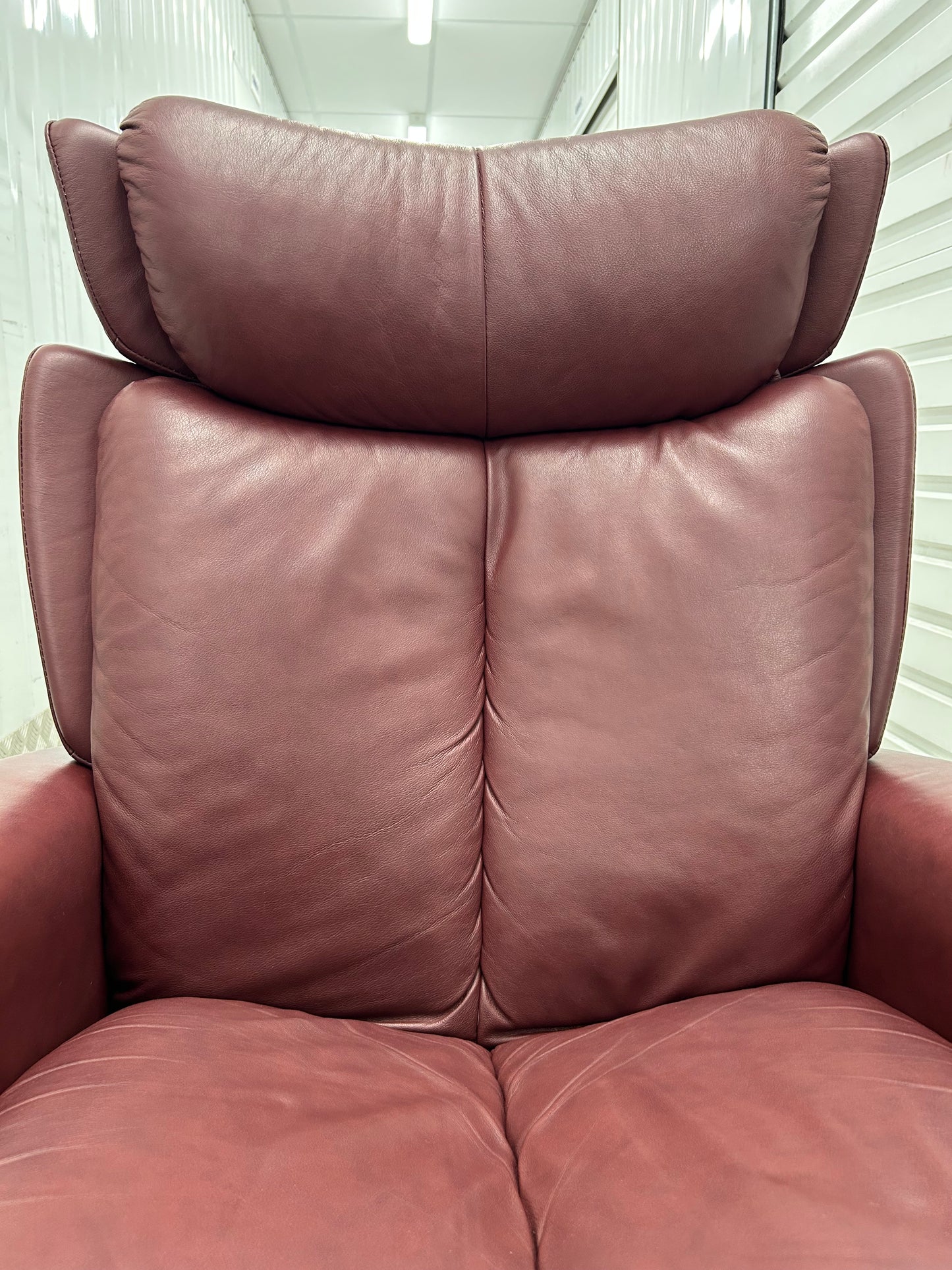 Ekornes Stressless Magic Leather Recliner Armchair & Footstool Medium Size Pre-Loved