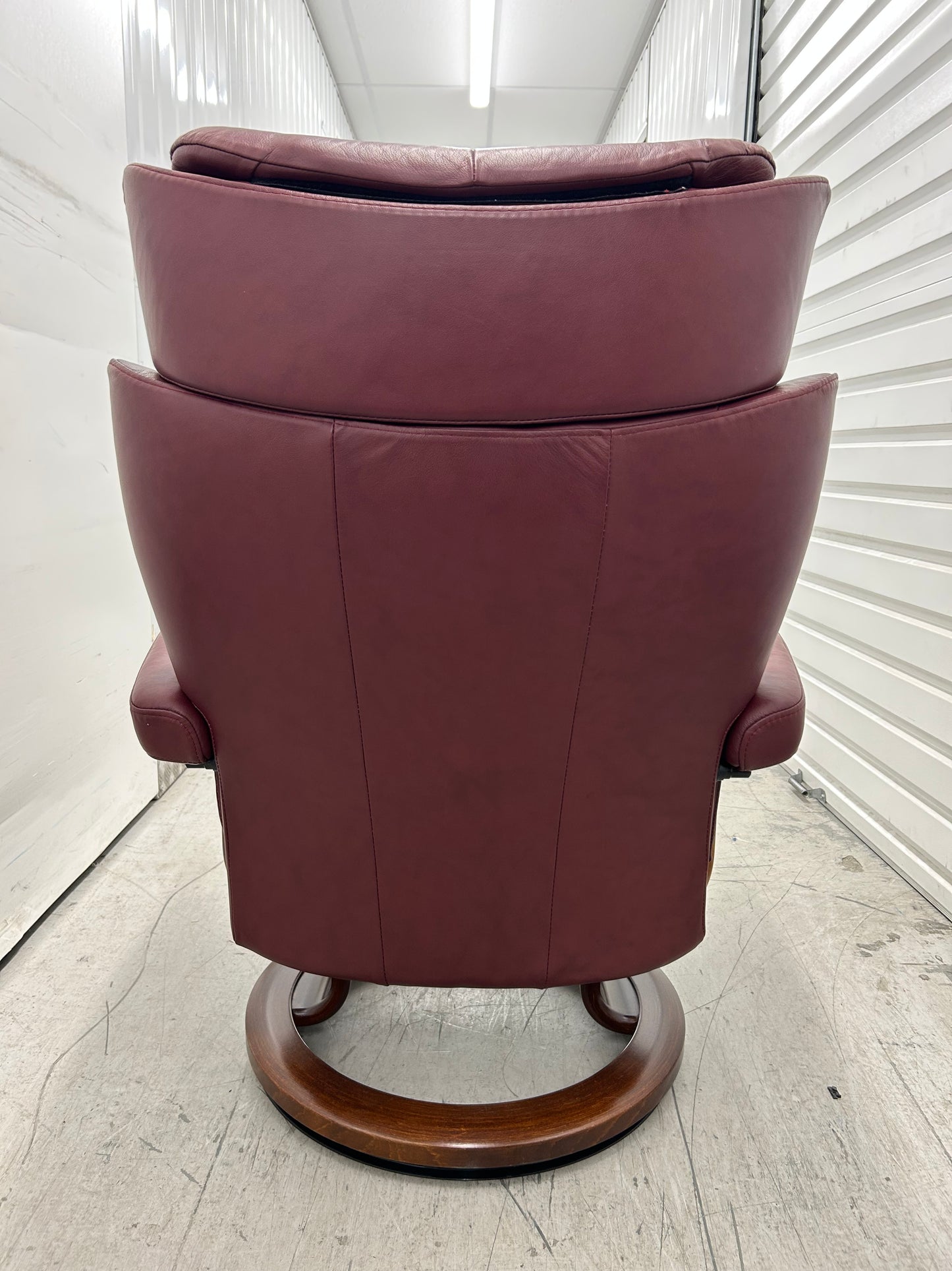 Ekornes Stressless Magic Leather Recliner Armchair & Footstool Medium Size Pre-Loved