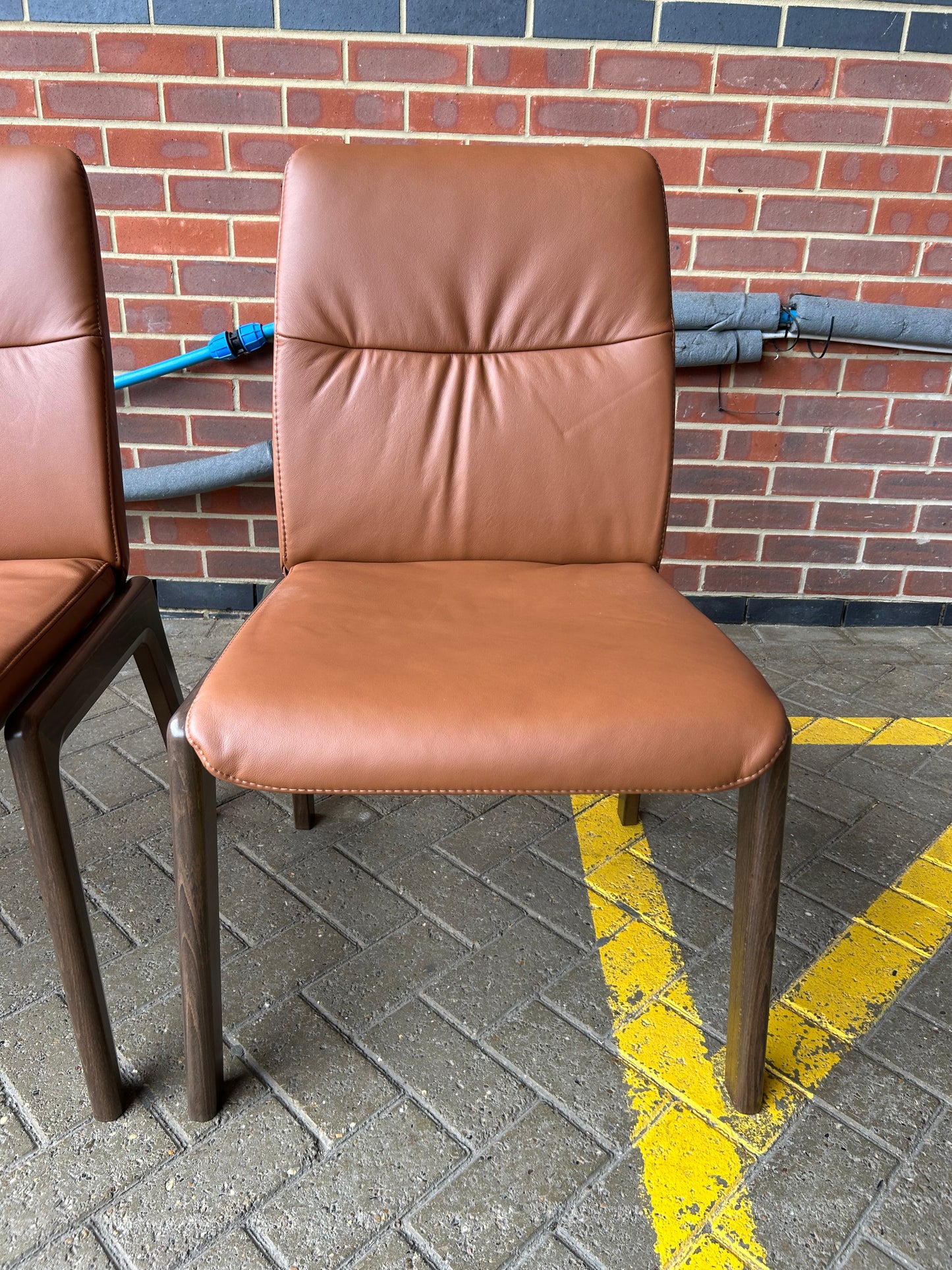 Set of 4 Ekornes Stressless Mint Low Back D100 Copper Paloma Leather Dining Chairs NEW