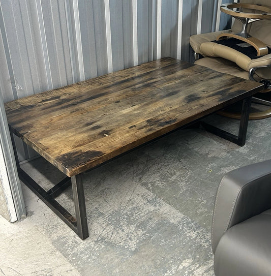 Timothy Oulton Reclaimed Wood & Industrial Metal Frame Axel Coffee Table Pre-Loved